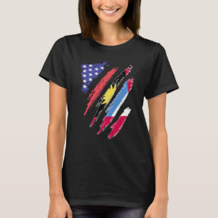 Antigua American Patriot Grown Heart Flag Stripes T-Shirt