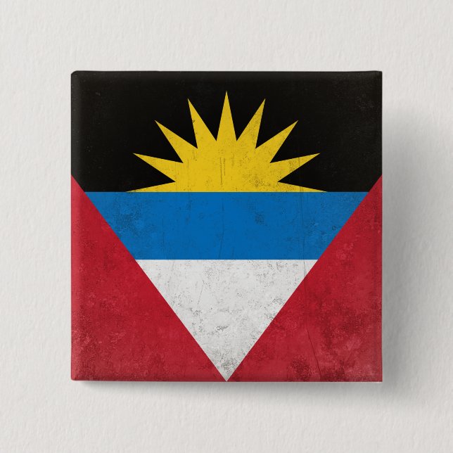 Antigua and Barbuda 2 Inch Square Button (Front)