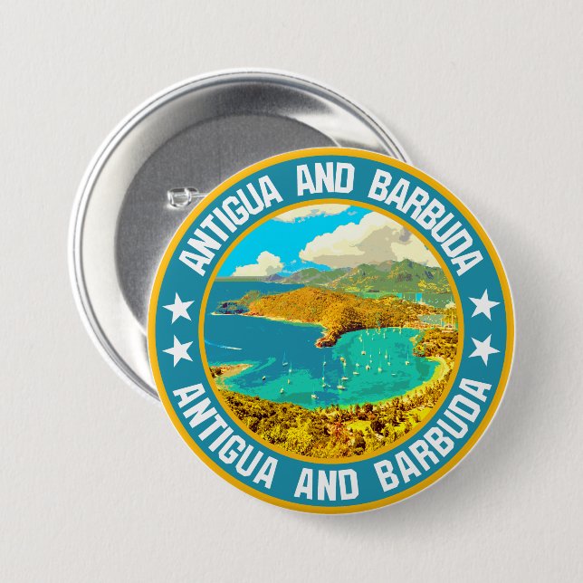 Antigua and Barbuda                                3 Inch Round Button (Front & Back)