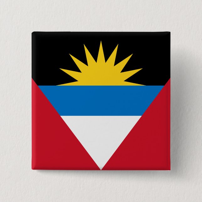 Antigua and Barbuda Flag 2 Inch Square Button (Front)
