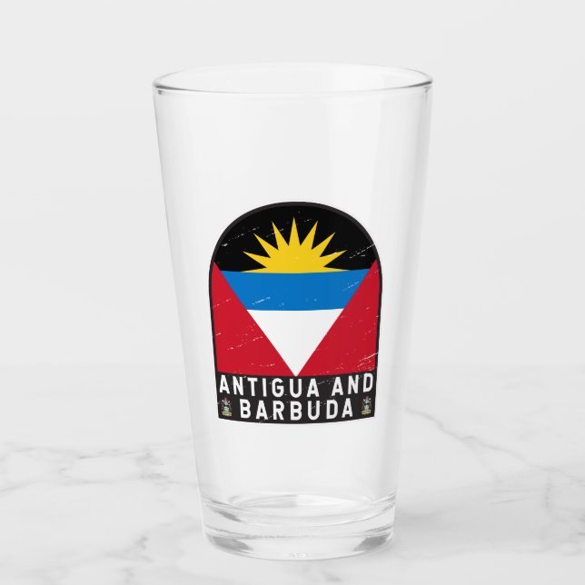 Antigua and Barbuda Flag Emblem Distressed Vintage Glass (Front)