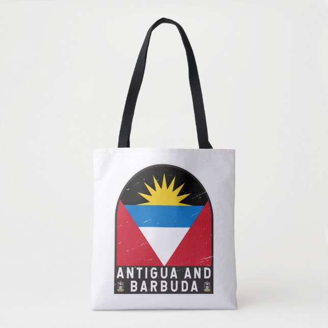 Antigua and Barbuda Flag Emblem Distressed Vintage Tote Bag (Front)