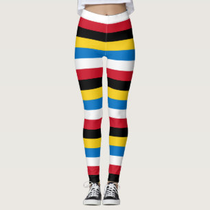 Antigua and Barbuda National Flag Colours Striped Leggings