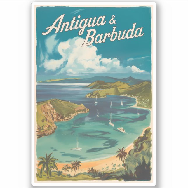 Antigua and Barbuda Painterly Travel Art Vintage (Front)