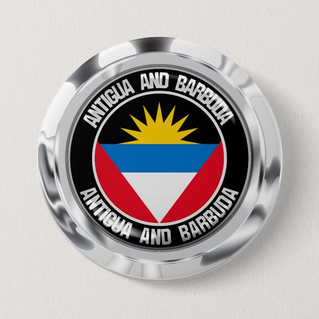 Antigua and Barbuda Round Emblem 3 Inch Round Button (Front)