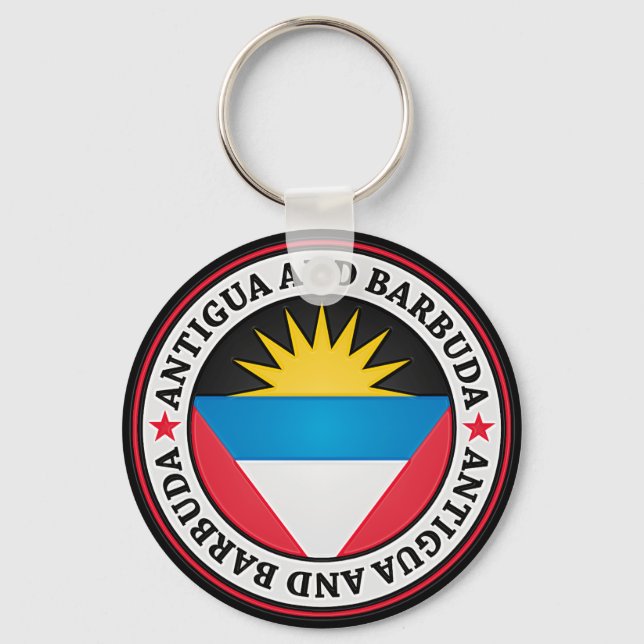 Antigua And Barbuda Round Emblem Keychain (Front)