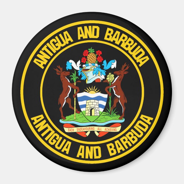 Antigua and Barbuda Round Emblem Magnet (Front)