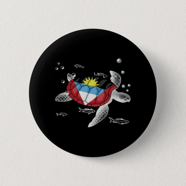 Antigua And Barbuda Turtle 2 Inch Round Button (Front)