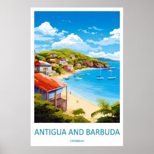Antigua And Barbuda Vintage Travel Poster Ski