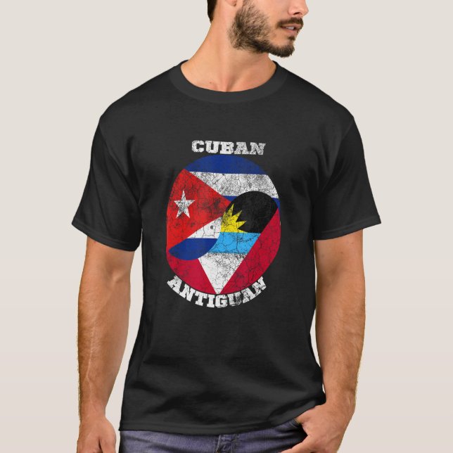 Antigua and Cuba flag, Half Cuban Half Antiguan T-Shirt (Front)