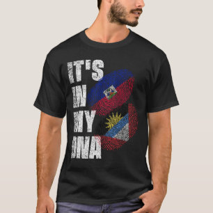 Antigua And Haitian DNA Mix Flag Heritage T-Shirt