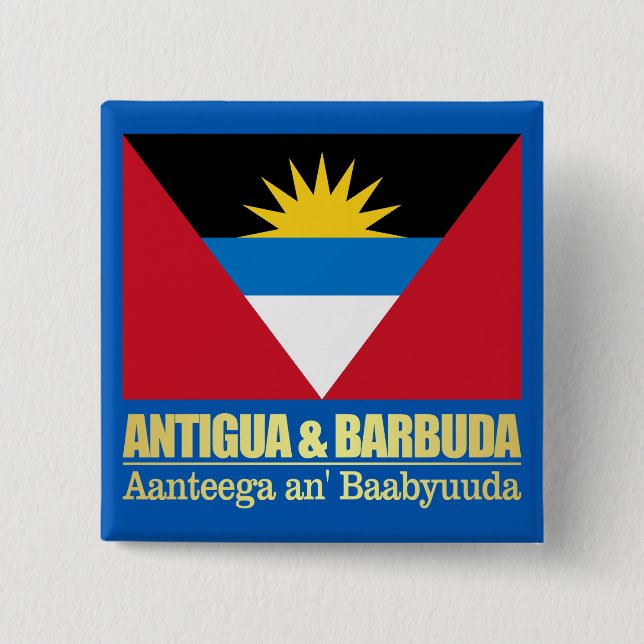 Antigua & Barbuda 2 Inch Square Button (Front)