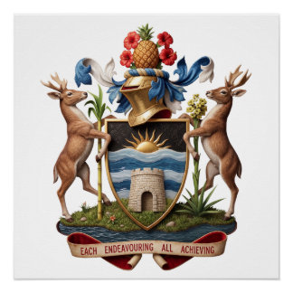 Antigua Barbuda coat arms symbol country emblem fl Poster