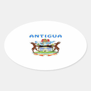 Antigua Coat Of Arms Oval Sticker