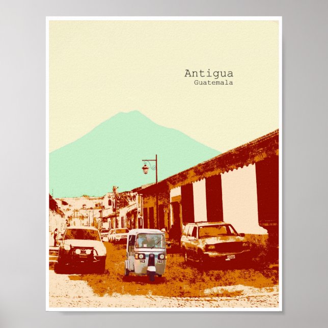 Antigua Guatemala Tuc Tuc et Volcano Poster (Devant)