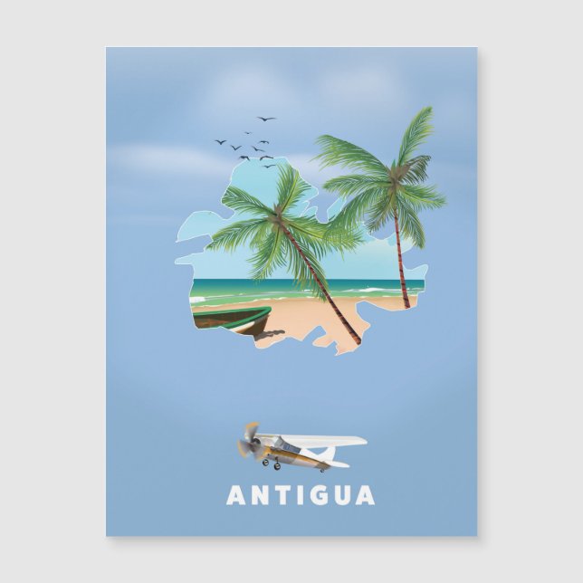 Antigua Illustrated map travel poster (Front)