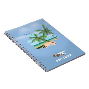 Antigua Illustrated map travel poster Notebook