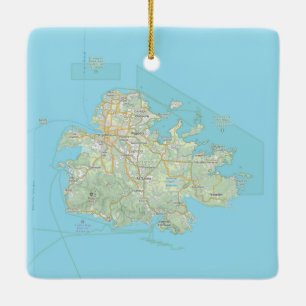 Antigua Island Map Christmas Ceramic Ornament