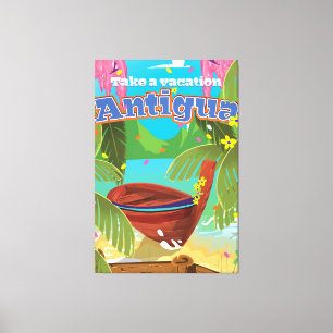 Antigua island vintage travel poster art. canvas print