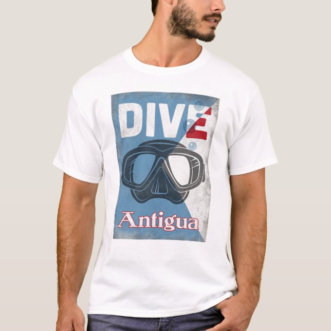 Antigua Vintage Scuba Diving Mask T-Shirt (Front)