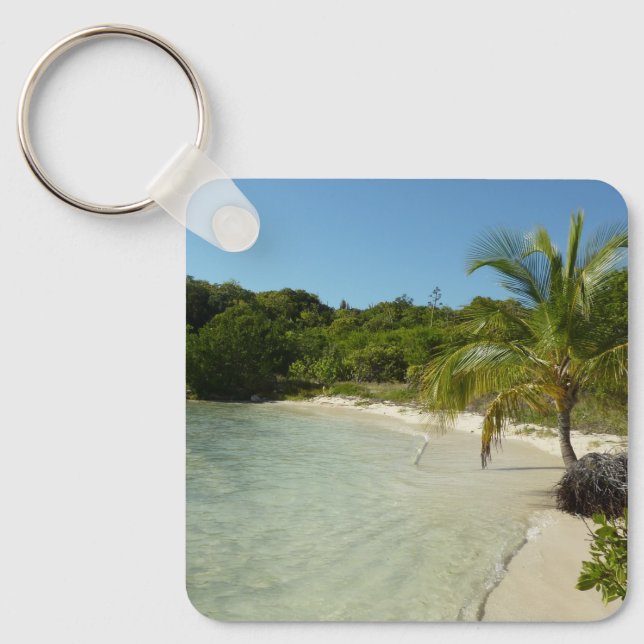 Antiguan Beach Beautiful Tropical Landscape Keychain (Front)