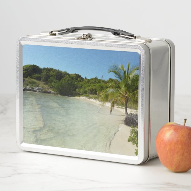 Antiguan Beach Beautiful Tropical Landscape Metal Lunch Box (In Situ)