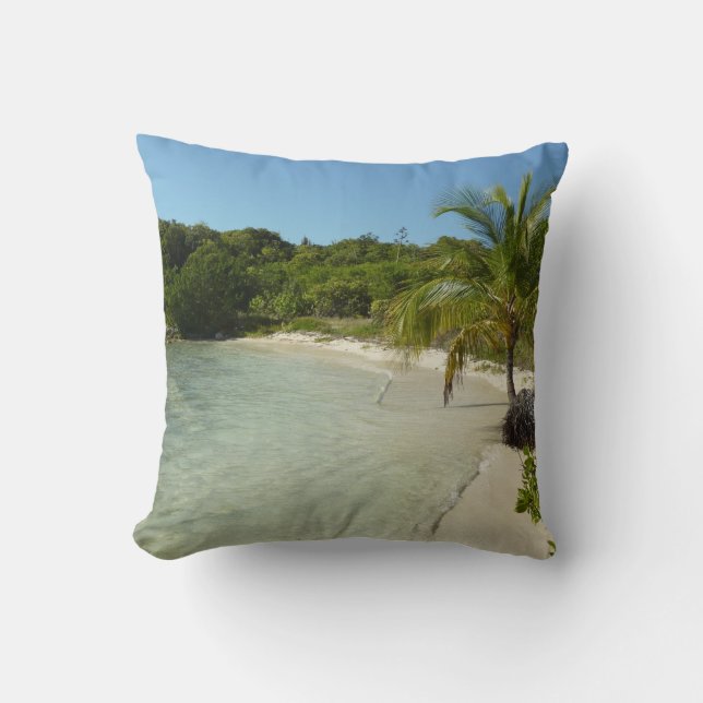 Antiguan Beach Beautiful Tropical Landscape Throw Pillow (Front)