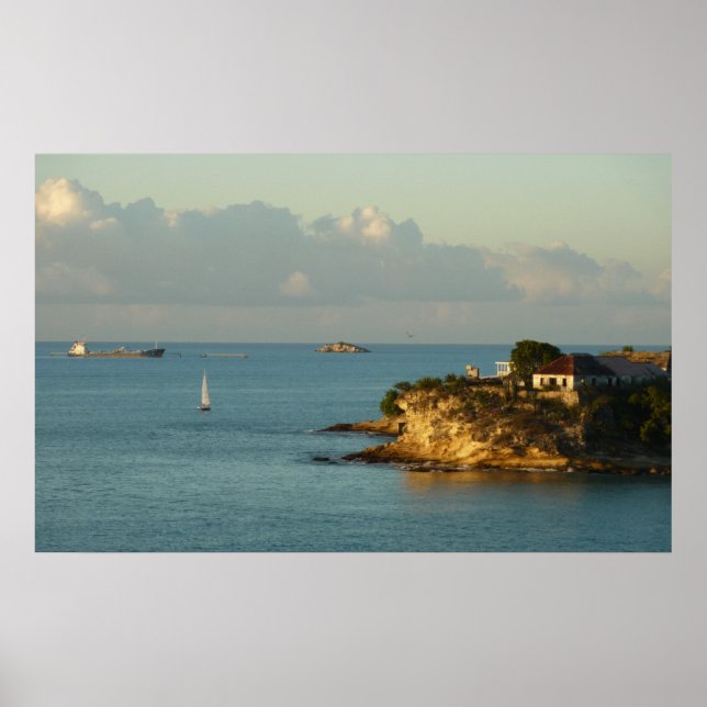 Antiguan Coast Beautiful Island Seascape Poster (Front)