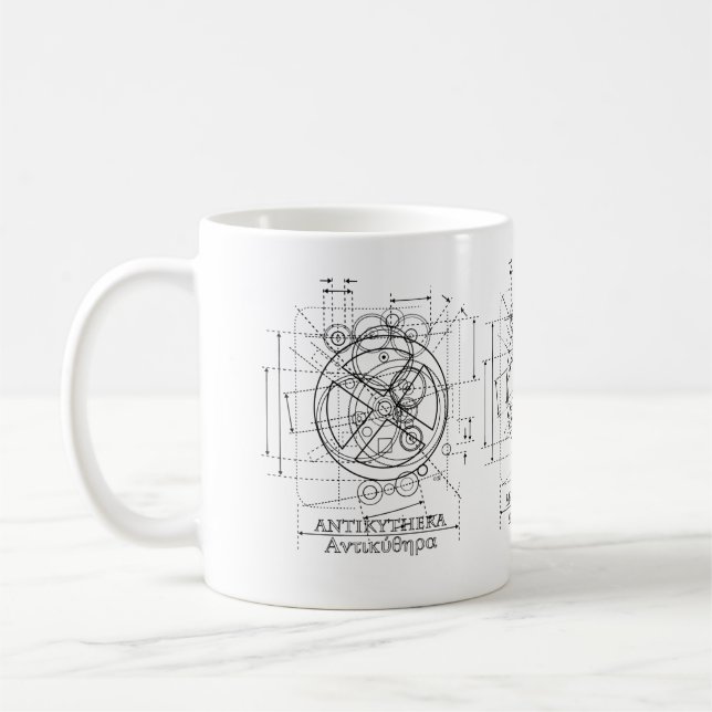 Antikythera Mechanism Drawing Coffee Mug (Left)