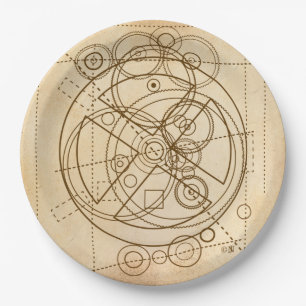 Antikythera Mechanism Drawing Paper Plate