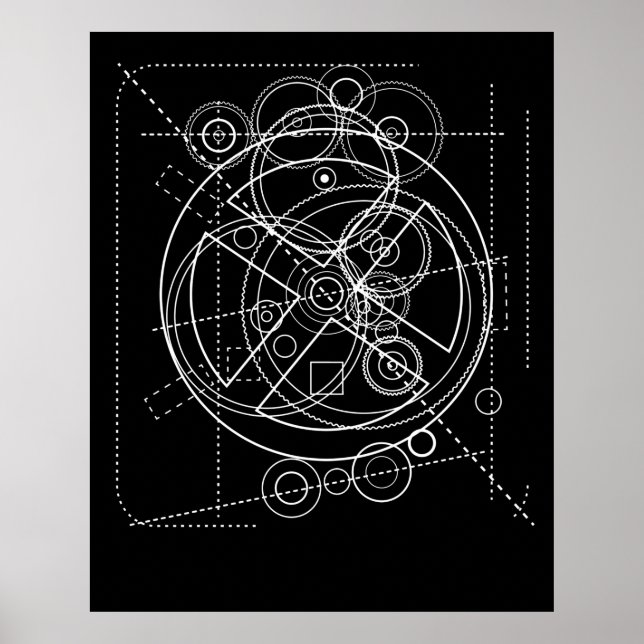 Antikythera Mechanism Drawing Poster (Front)