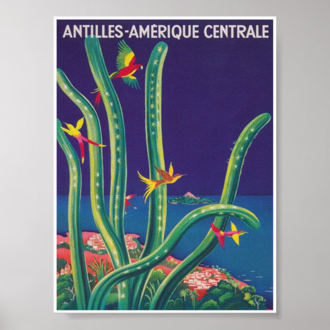 Antilles Amérique centrale Poster Vintage voyage (Devant)