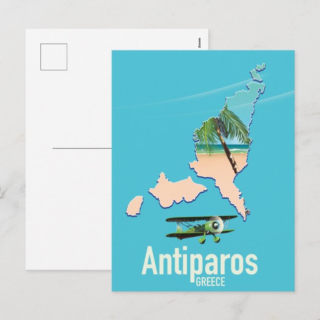 Antiparos Greece travel map Holiday Postcard (Front/Back)