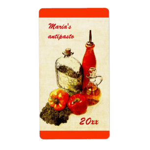 antipasto or roasted peppers canning label