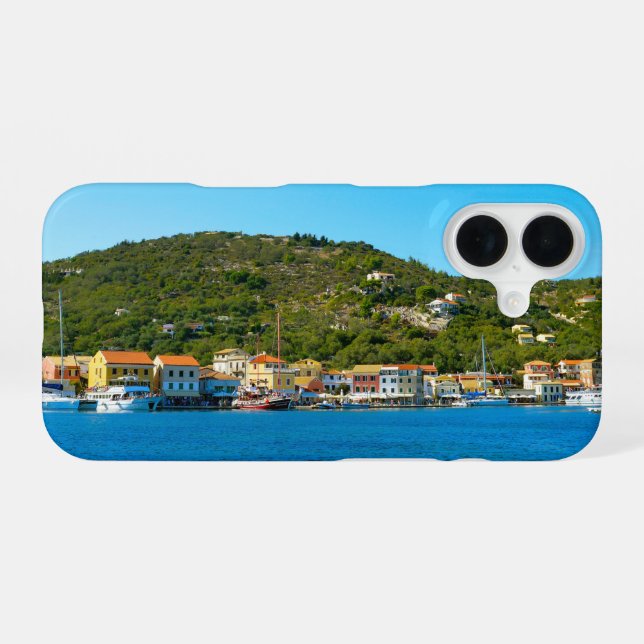 Antipaxos harbor coast iPhone 16 case (Back Horizontal)