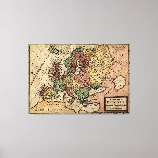 Antiquarian 1721 Map of Europe by Herman Moll Canvas Print (Front)