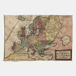 Antiquarian 1721 Map of Europe by Herman Moll Kitchen Towel