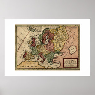 Antiquarian 1721 Map of Europe by Herman Moll Poster