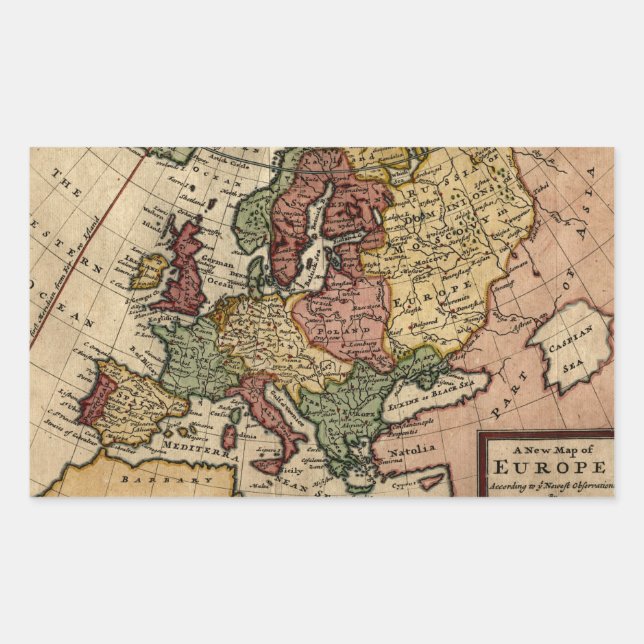Antiquarian 1721 Map of Europe by Herman Moll Sticker (Front)