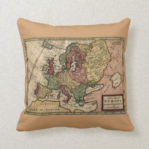 Antiquarian 1721 Map of Europe by Herman Moll Throw Pillow