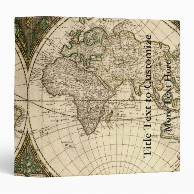 Antique 1660 World Map by Frederick de Wit Binder (Front/Spine)