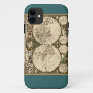 Antique 1660 World Map by Frederick de Wit iPhone 11 Case