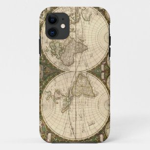Antique 1660 World Map by Frederick de Wit iPhone 11 Case