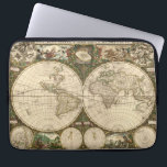 Antique 1660 World Map by Frederick de Wit Laptop Sleeve<br><div class="desc">Frederick de Wit: Nova totius terrarum orbis tabula auctore. A very beautiful and detailed map, with intircate border detail an many small insets of characters and charts such as sea monsters, a chariot pulled by horses or hippocampi, a cornucopia, maps of the northern and southern celestial spheres with their constellations,...</div>