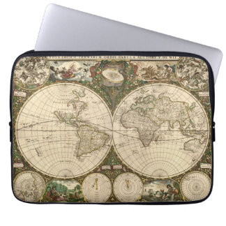 Antique 1660 World Map by Frederick de Wit Laptop Sleeve