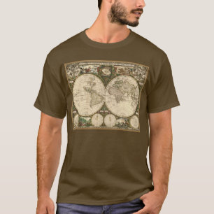Antique 1660 World Map by Frederick de Wit T-Shirt