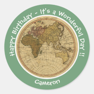 Antique 1786 Eastern Hemisphere Map Theme Party Classic Round Sticker