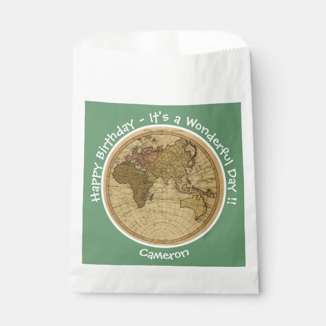 Antique 1786 Eastern Hemisphere Map Theme Party Favour Bag (Front)