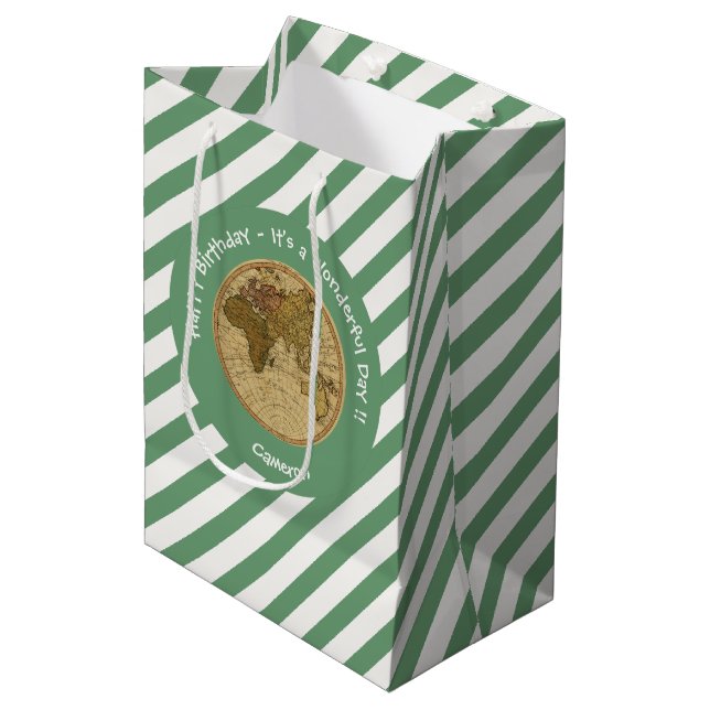 Antique 1786 Eastern Hemisphere Map Theme Party Medium Gift Bag (Front Angled)