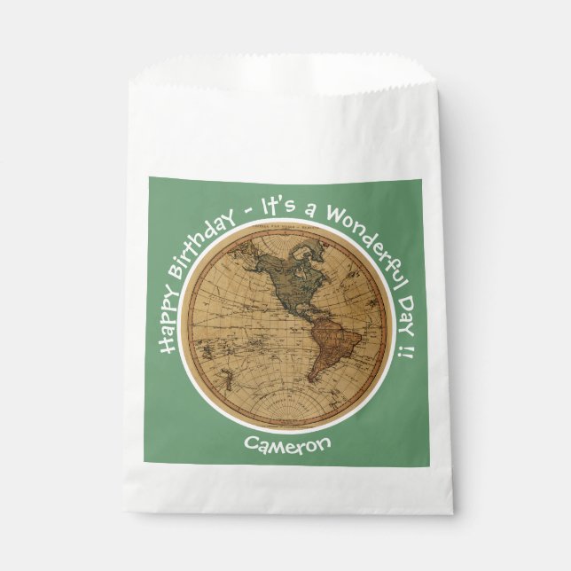 Antique 1786 Western Hemisphere Map Theme Party Favour Bag (Front)
